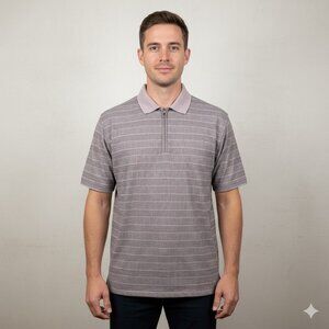 Vtg Field Gear Golf Mens Polo 1/4 Zip UP Short Sleeves Brown XLT‎ Made in USA